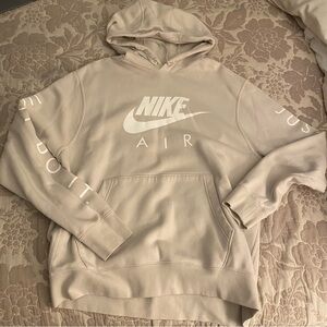 Nike air hoodie in desert camel (light tan) with hood, drawstrings, pockets
